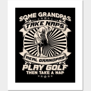 Funny Golfing Grandpa Golf Golfer Gift Posters and Art